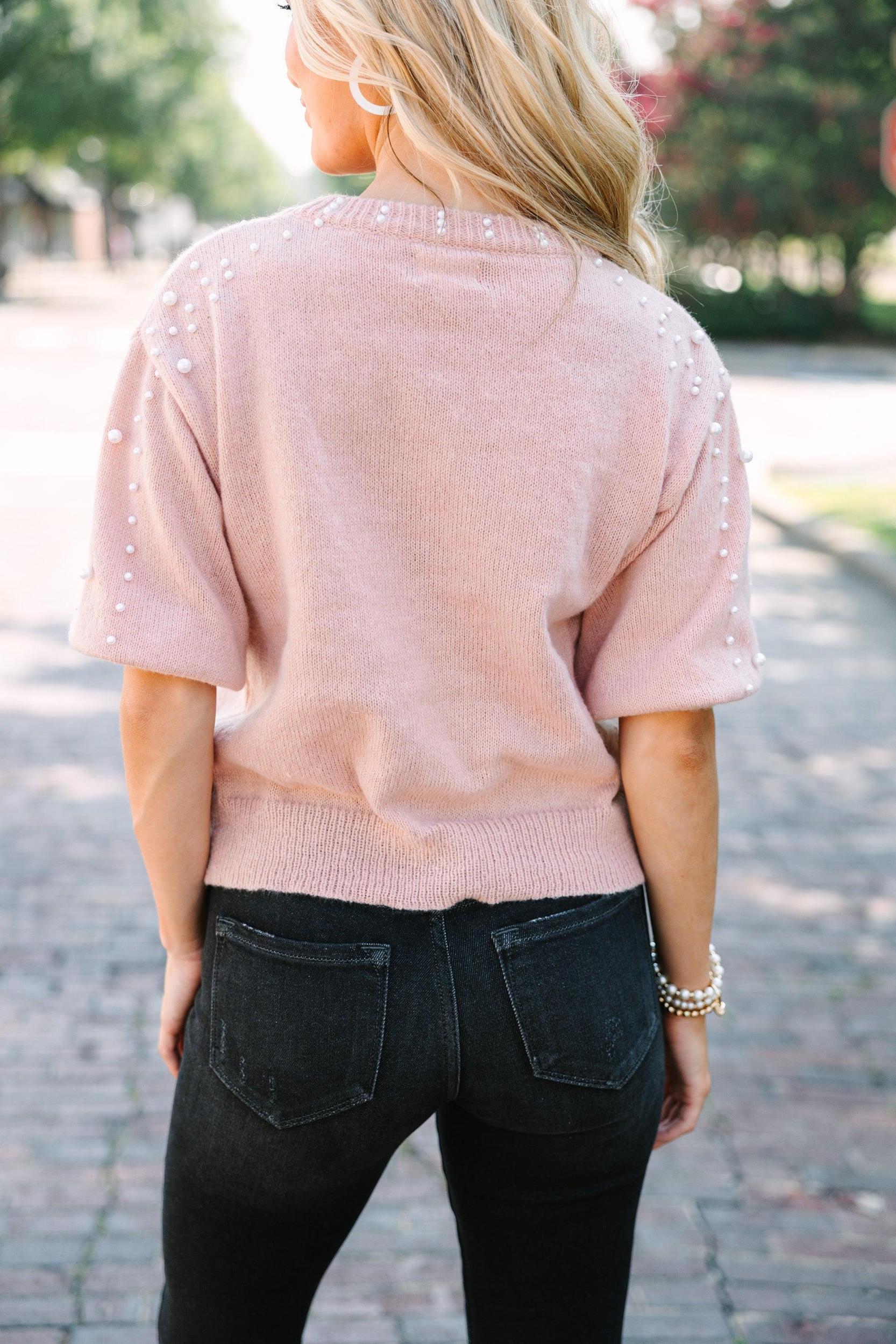 Long Story Oatmeal Brown Embellished Sweater Female Product Image