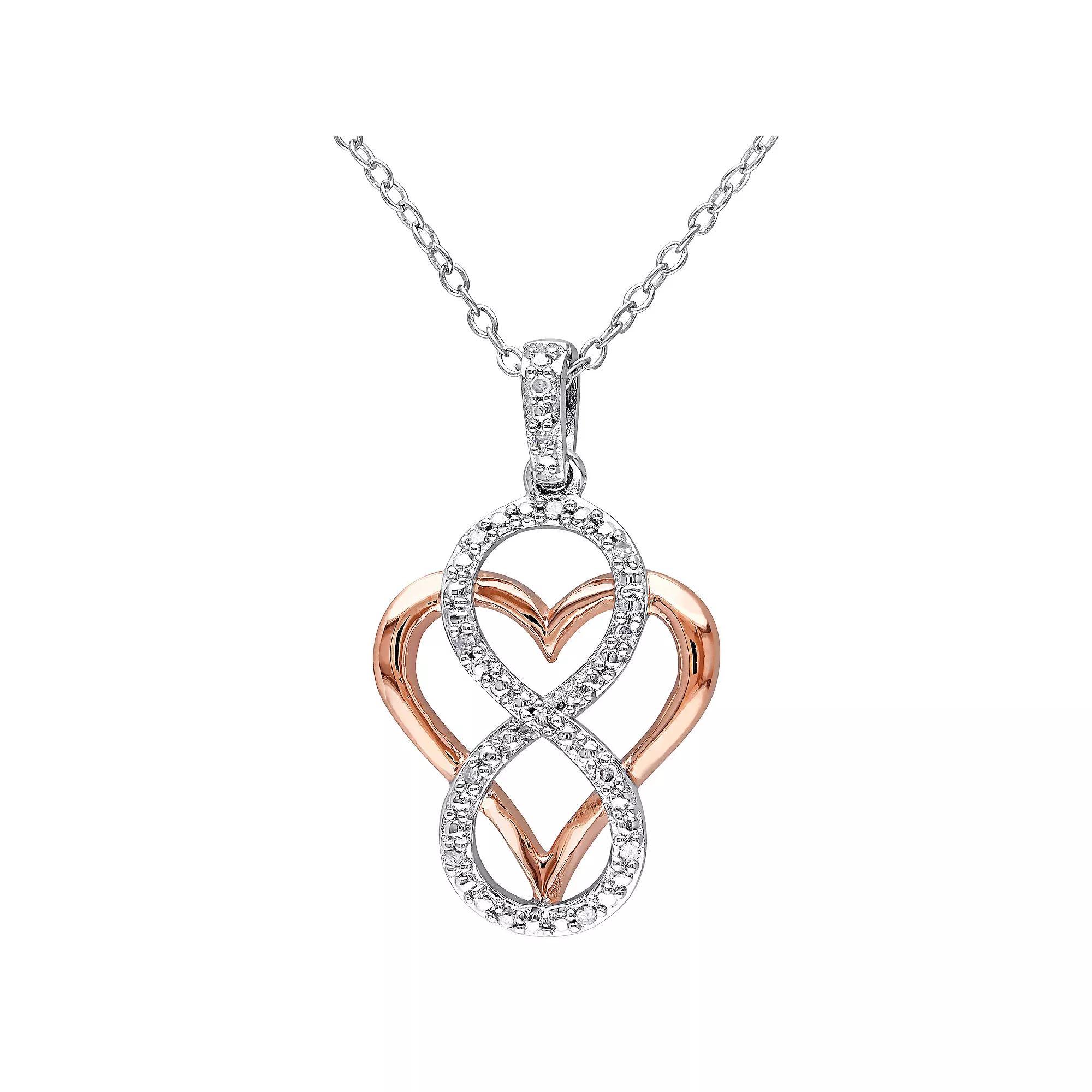 Stella Grace 2-Tone Silver Diamond Accent Infinity & Heart Pendant Necklace, Women's, Size: 18", Sterling Product Image