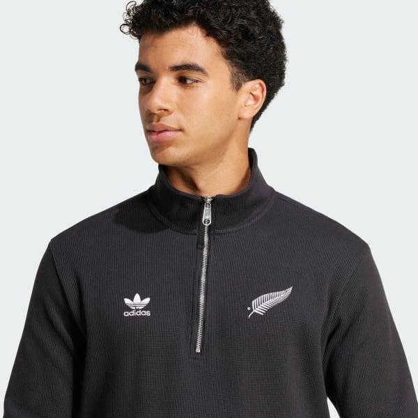 adidas All Blacks Essentials Half-Zip Waffle Sweatshirt All Black M Mens Product Image