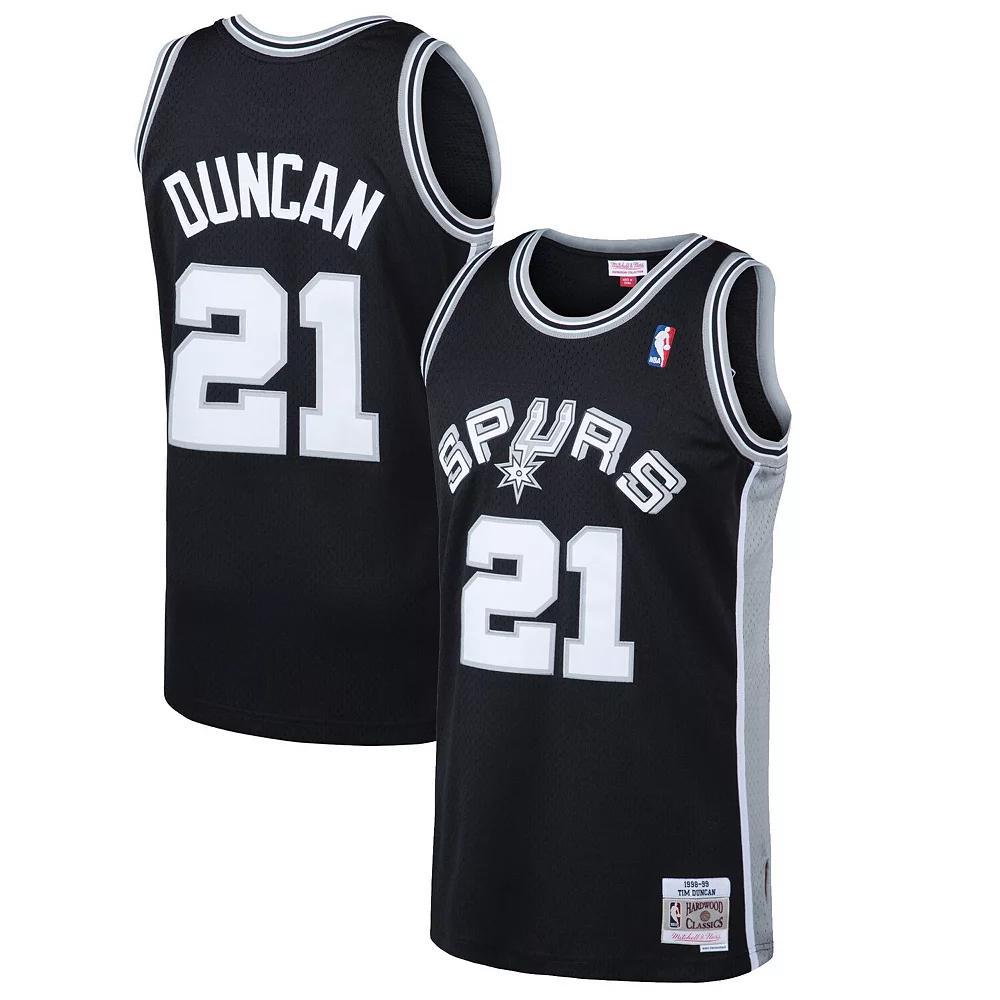 Men's Mitchell & Ness Tim Duncan Black San Antonio Spurs 1998-99 Hardwood Classics Swingman Jersey, Size: Medium Product Image