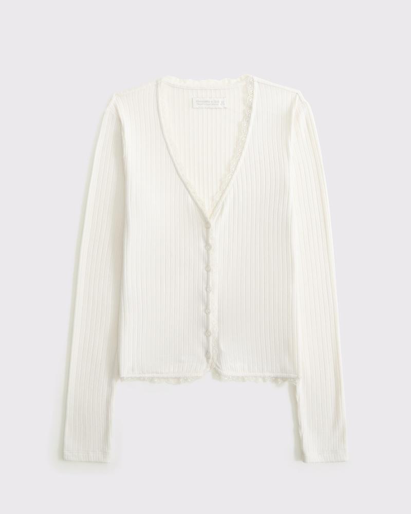 Long-Sleeve Lounge Button-Through Top Product Image