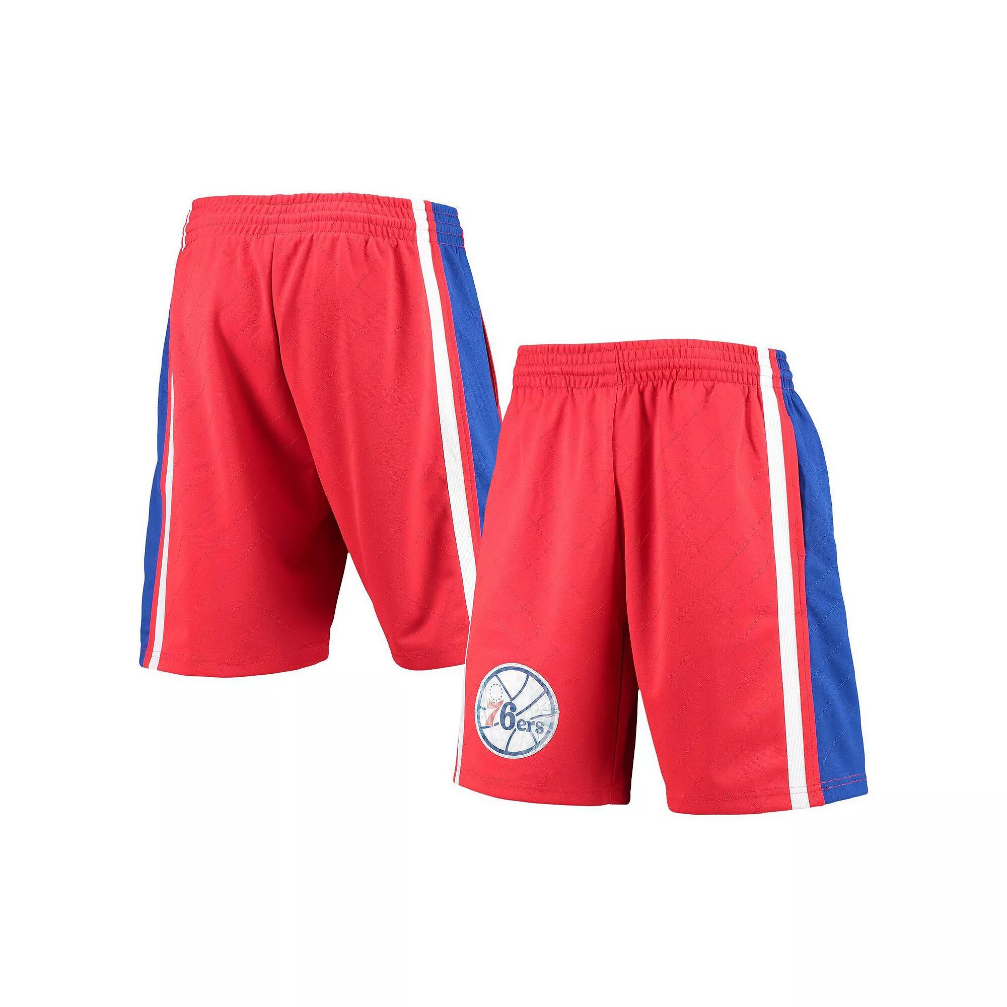 Mens Mitchell & Ness Red Philadelphia 76ers Hardwood Classics 75th Anniversary Swingman Shorts Product Image