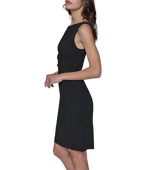 KARL LAGERFELD PARIS Sleeveless Ruched Scuba Crepe Sheath Dress Product Image