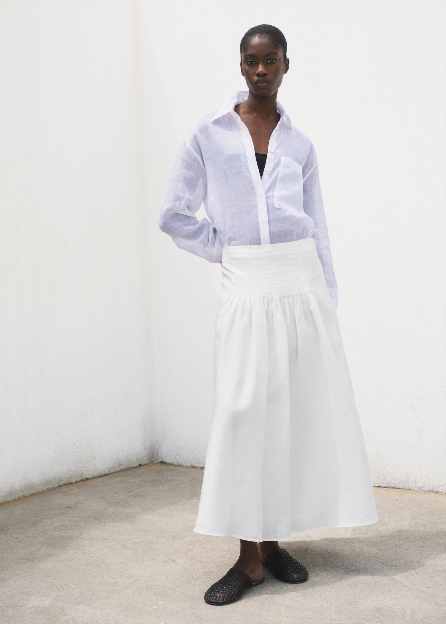 Ramie pleated skirt - Women | MANGO USA Product Image