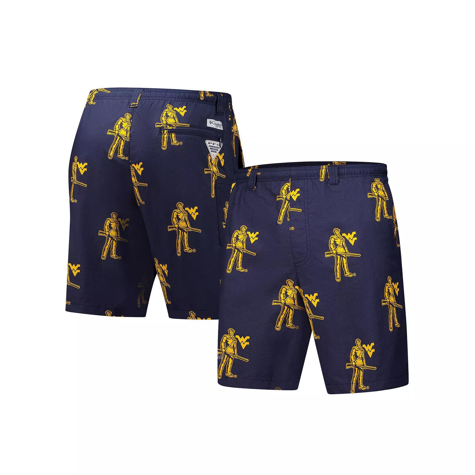 Men's Columbia Navy West Virginia Mountaineers Backcast III Printed Short, Size: Large, Blue Product Image