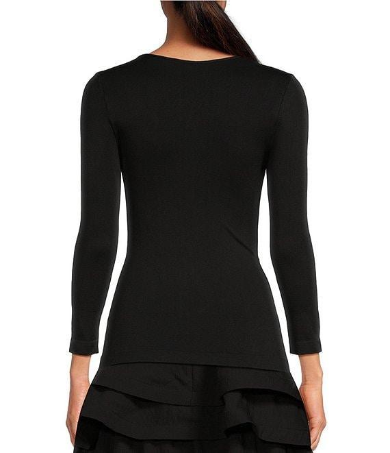 Buru Crew Neck 3/4 Sleeve Fitted Top Product Image
