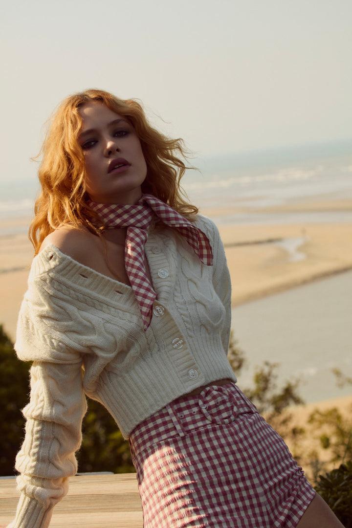 Camille Cable Knit Cardigan — Ivory Product Image