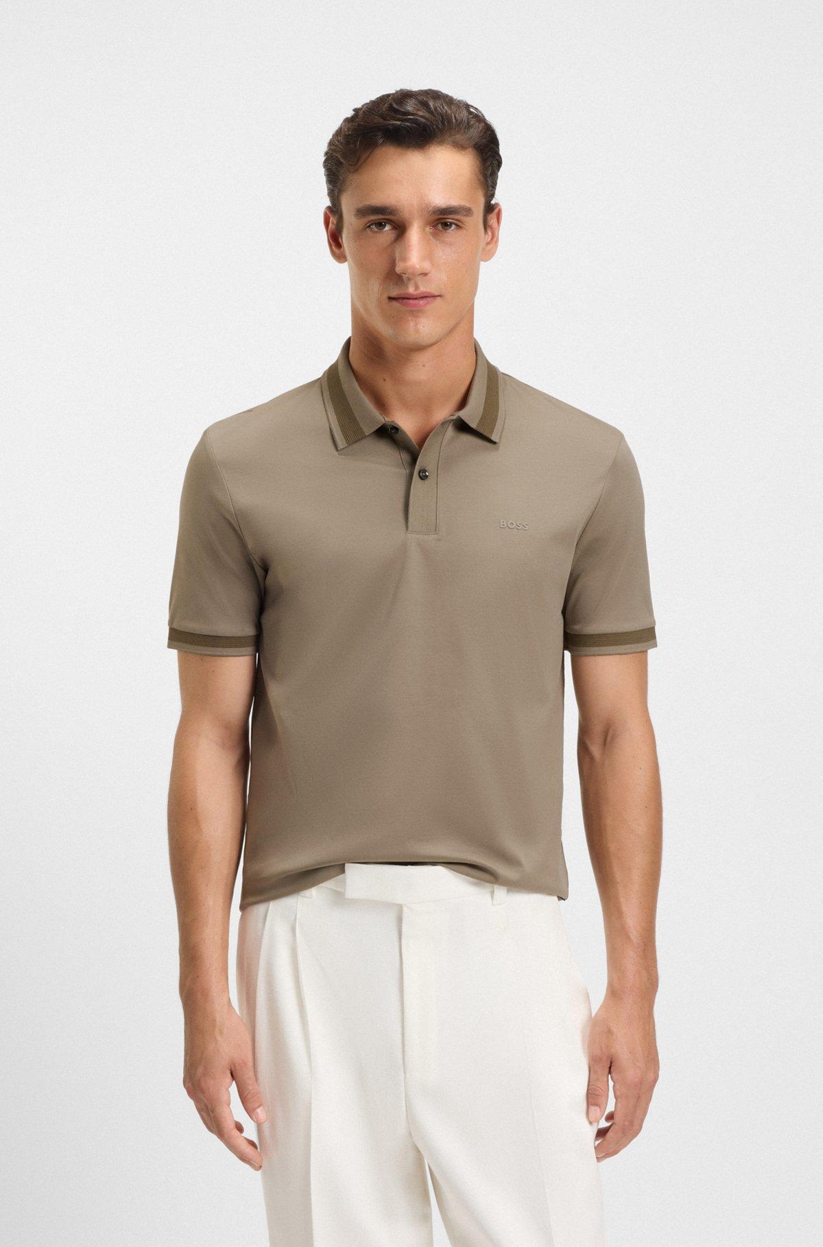 Slim-fit polo shirt in mercerized stretch-cotton piqué Product Image