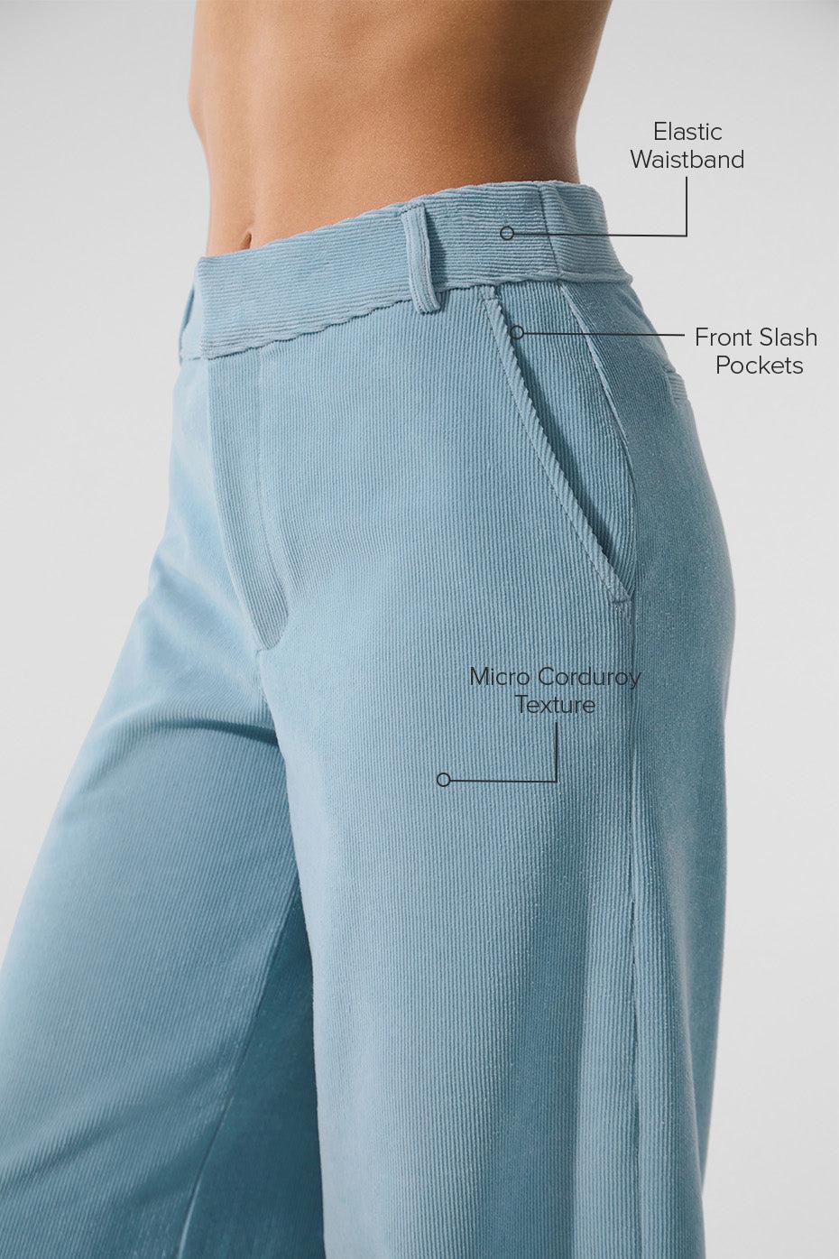 Micro Corduroy Mid-Rise Dreamer Wide Leg Trouser - Celestial Blue Product Image