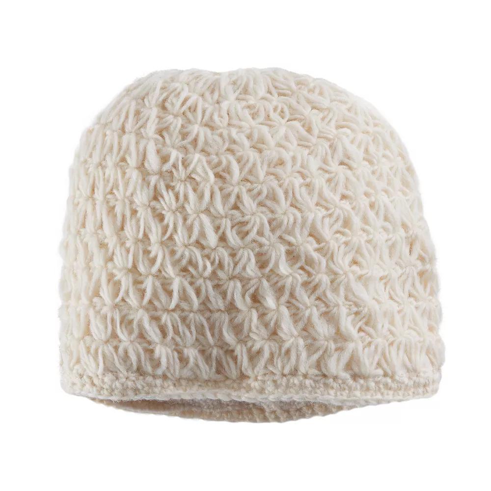 Women's SIJJL Wool Crochet Beanie, White Product Image