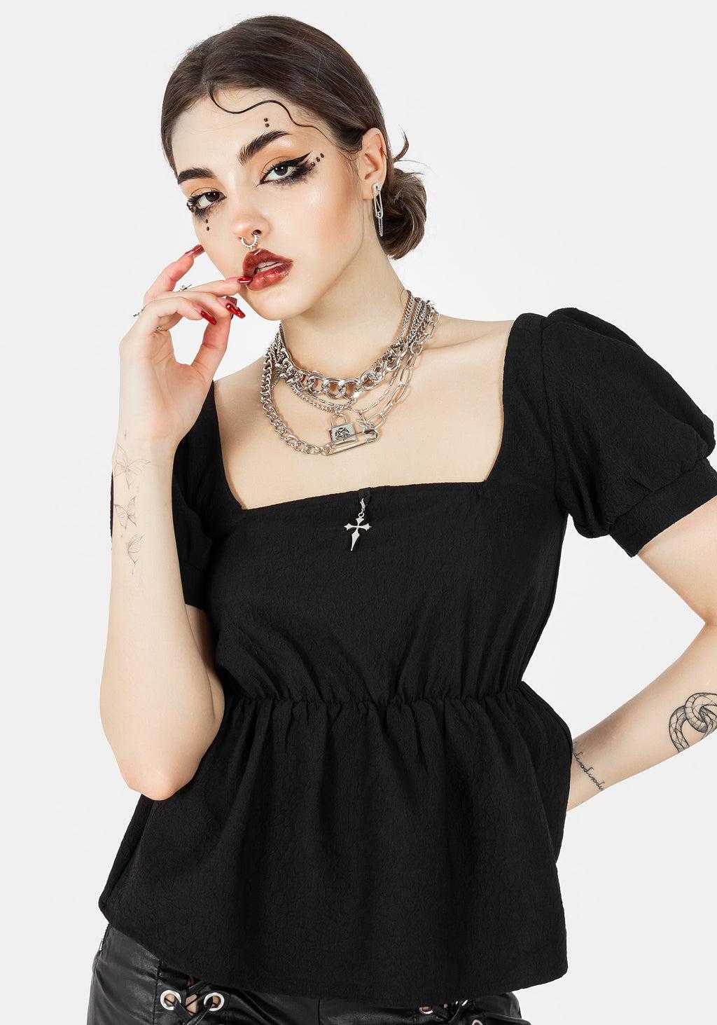 Elena Puff Sleeve Peplum Top Product Image
