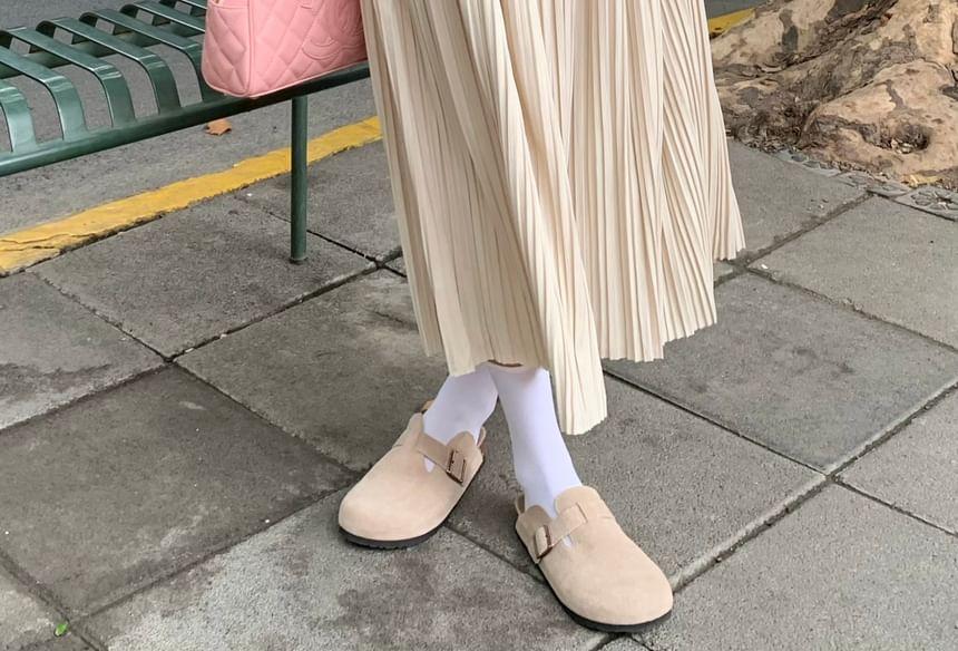High Rise Plain Shirred Midi A-Line Skirt Product Image
