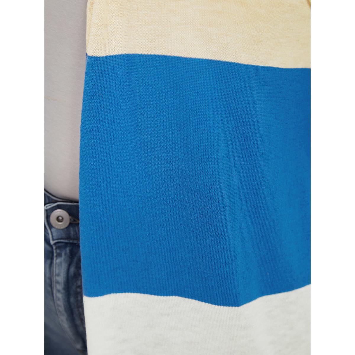 Plus Size Supersoft Essentials Contrast Open Front Lightweight Cardigan Blue Women Casual Long Sleeve Dailywear Cardigans BloomChic 30/6X Product Image
