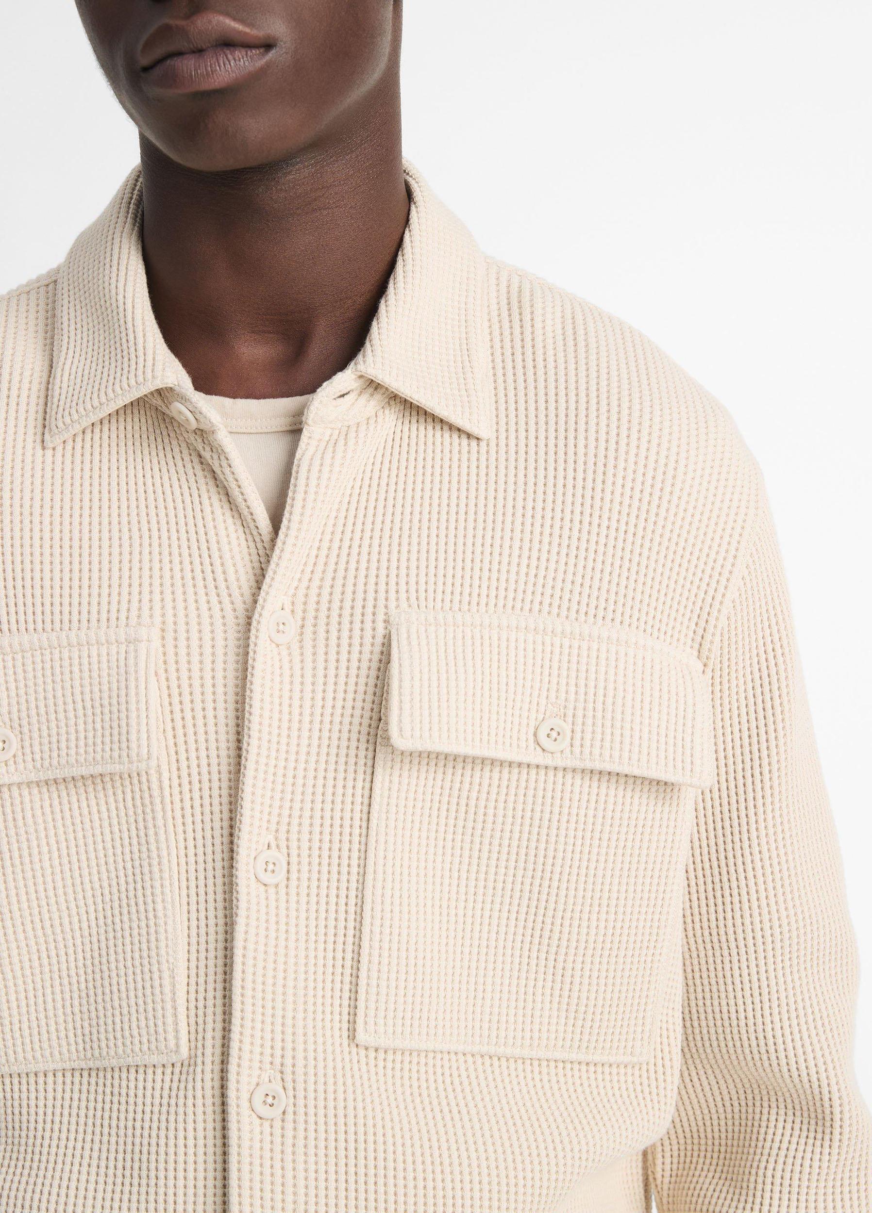 Mens Chunky Waffle Cotton-Blend Shirt Jacket, Coastal Blue, Size L Vince Product Image