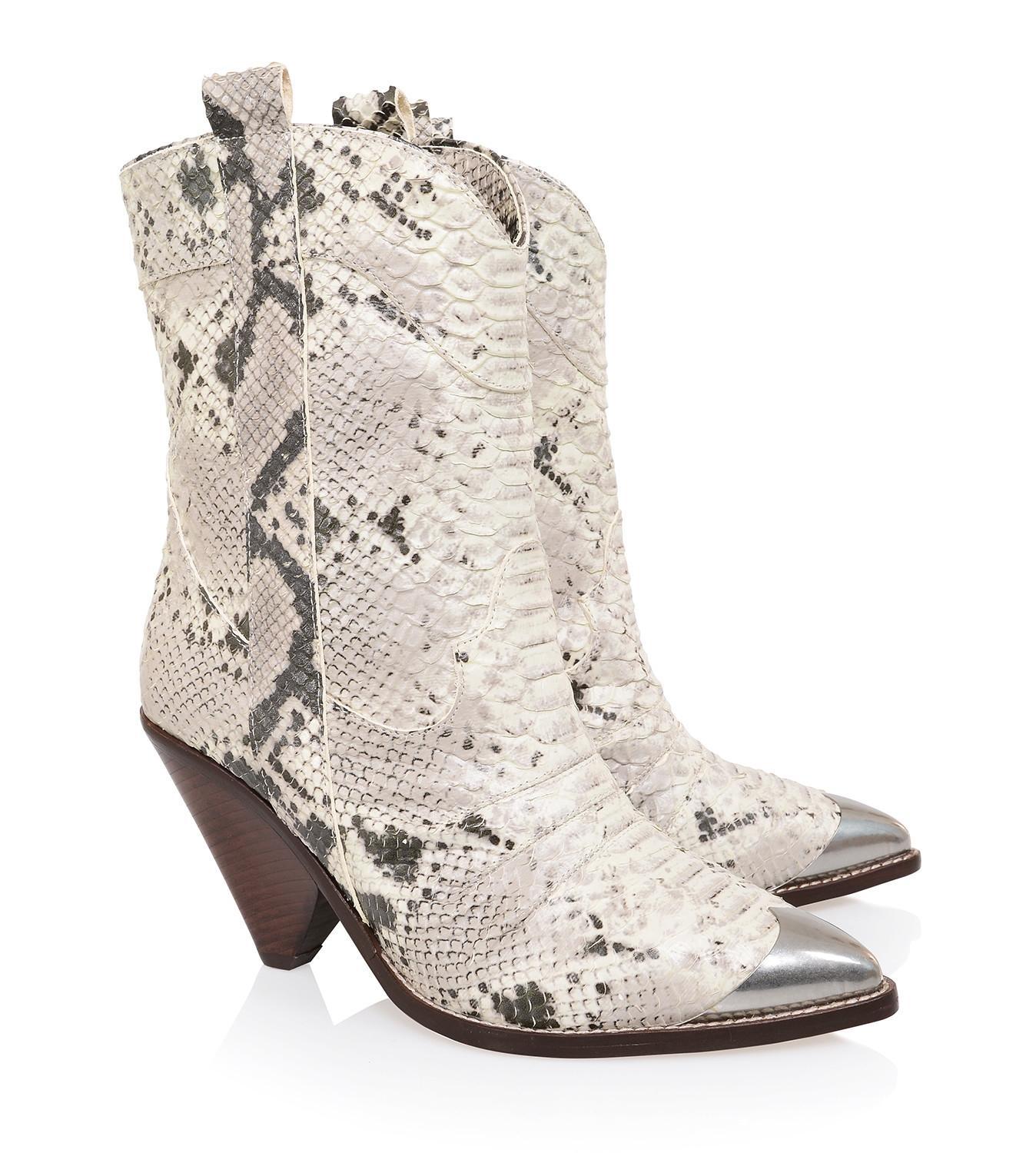 Terra  white grey skin low calf cowboy boot - sale Product Image