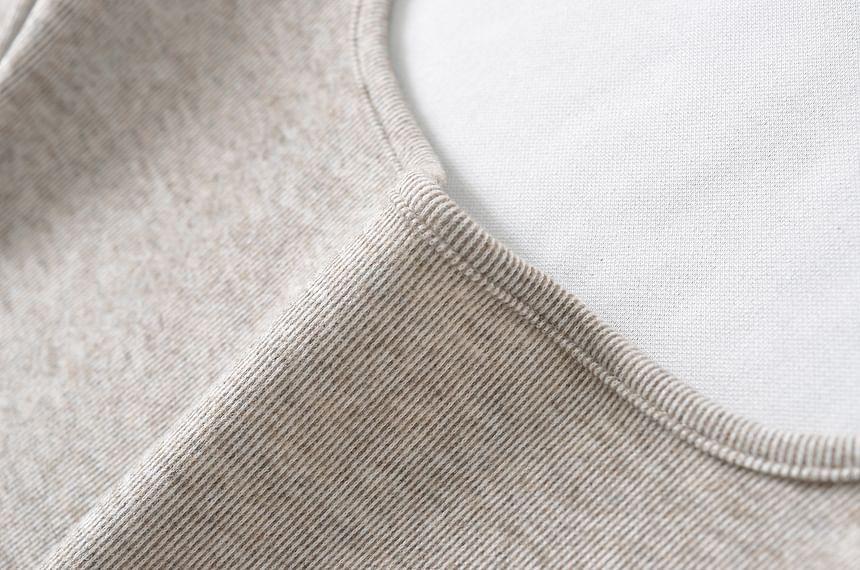 Long-Sleeve Square-Neck Plain Midi Bodycon Dress Product Image