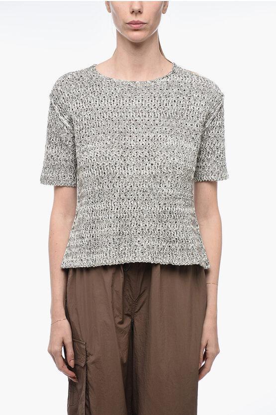 JIL SANDER Knitted T-shirt With Reverse Stitchings In Grey Product Image