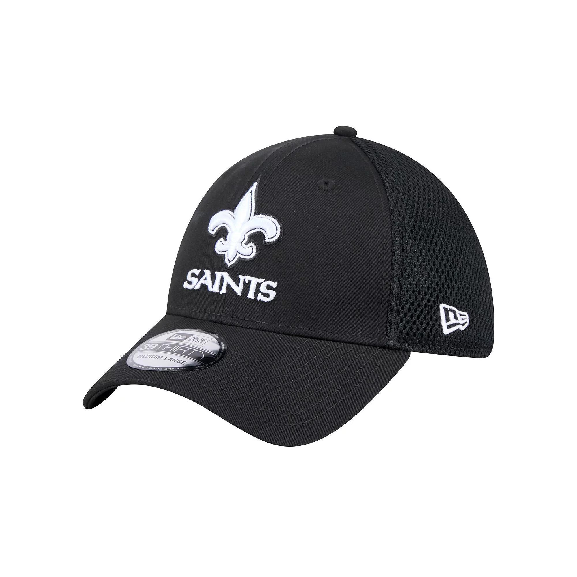 Men's New Era Black New Orleans Saints Main Neo 39THIRTY Flex Hat, Size: Medium/Large Product Image