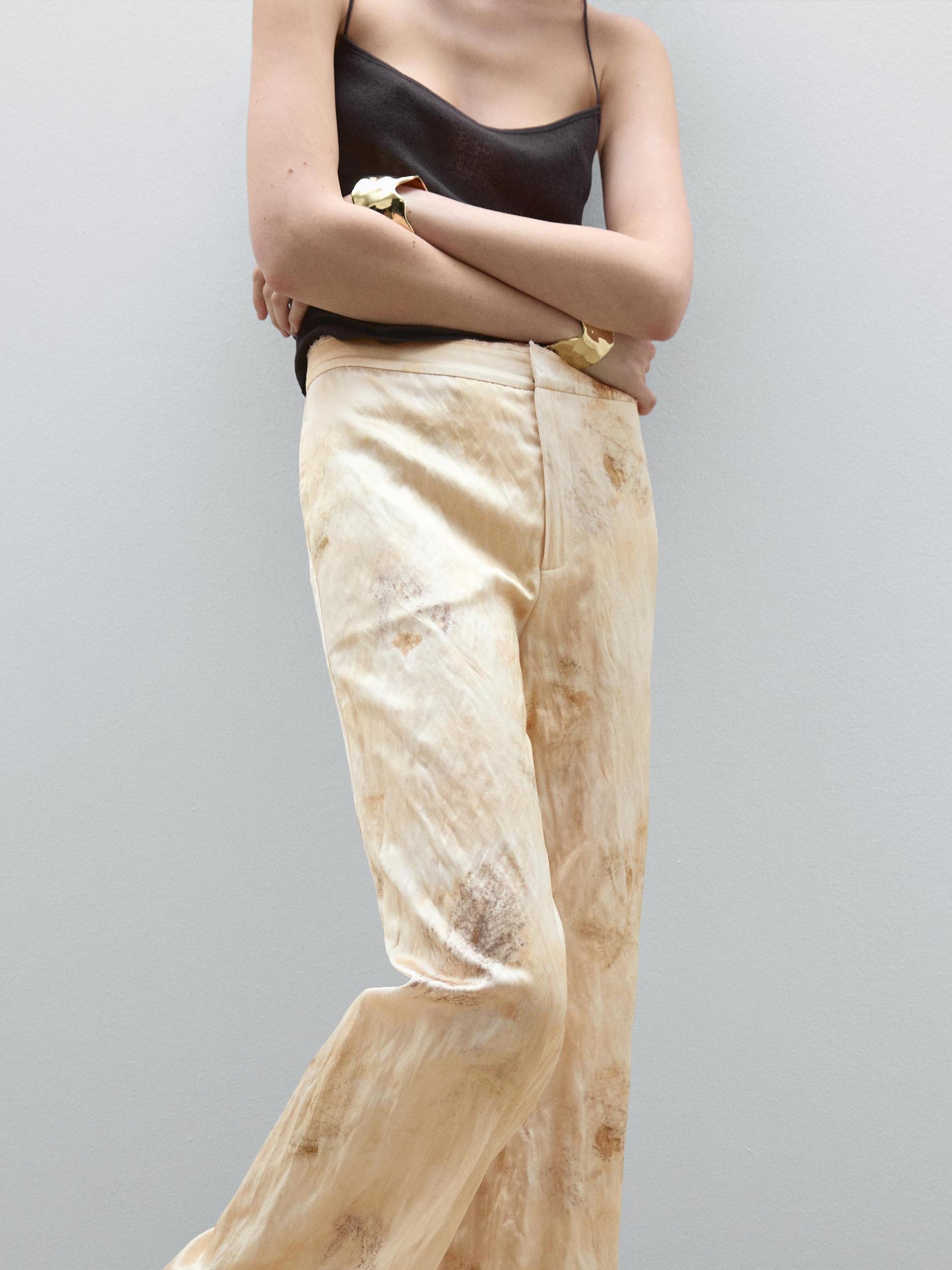 Flowing straight-leg metallic trousers Product Image