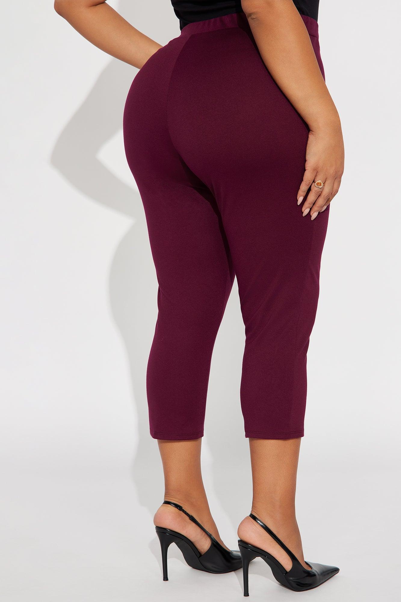 Daniella Pintuck Ponte Capri Legging - Burgundy Product Image