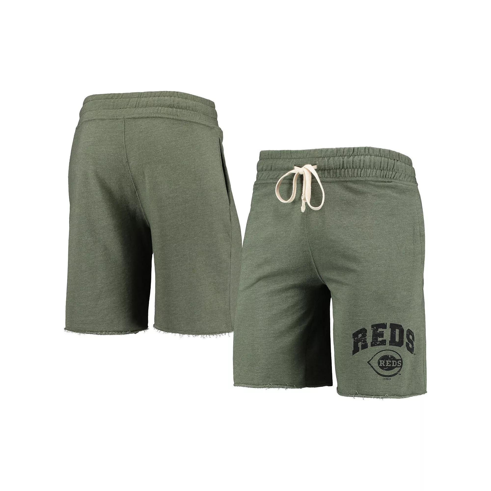 Men's Concepts Sport Heathered Olive Cincinnati Reds Mainstream Tri-Blend Shorts, Size: XL, Red Green Product Image