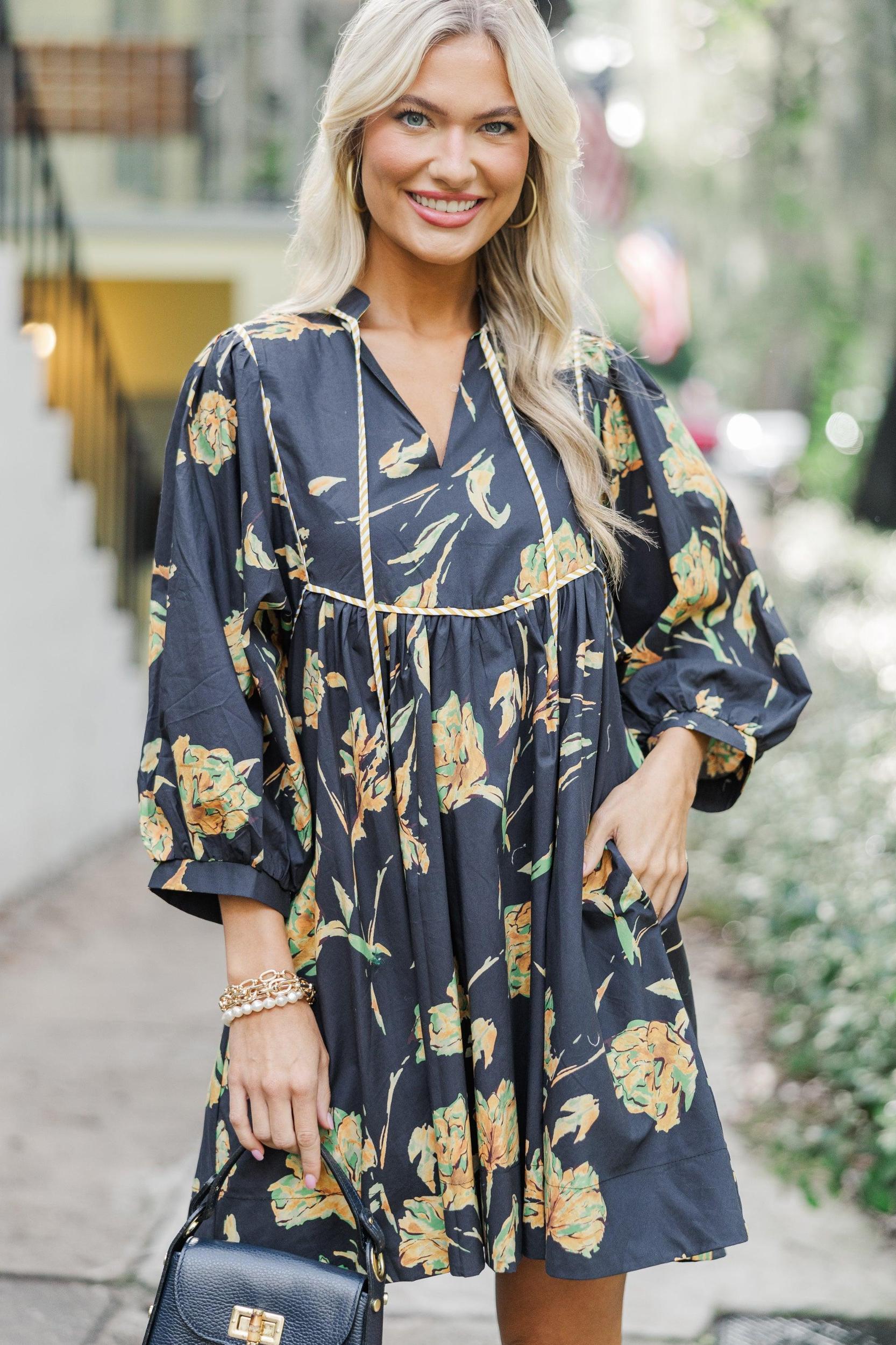 All About It Black Floral Dress Female Product Image