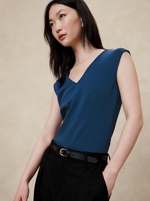 Soft Touch Scuba V-Neck Top Product Image