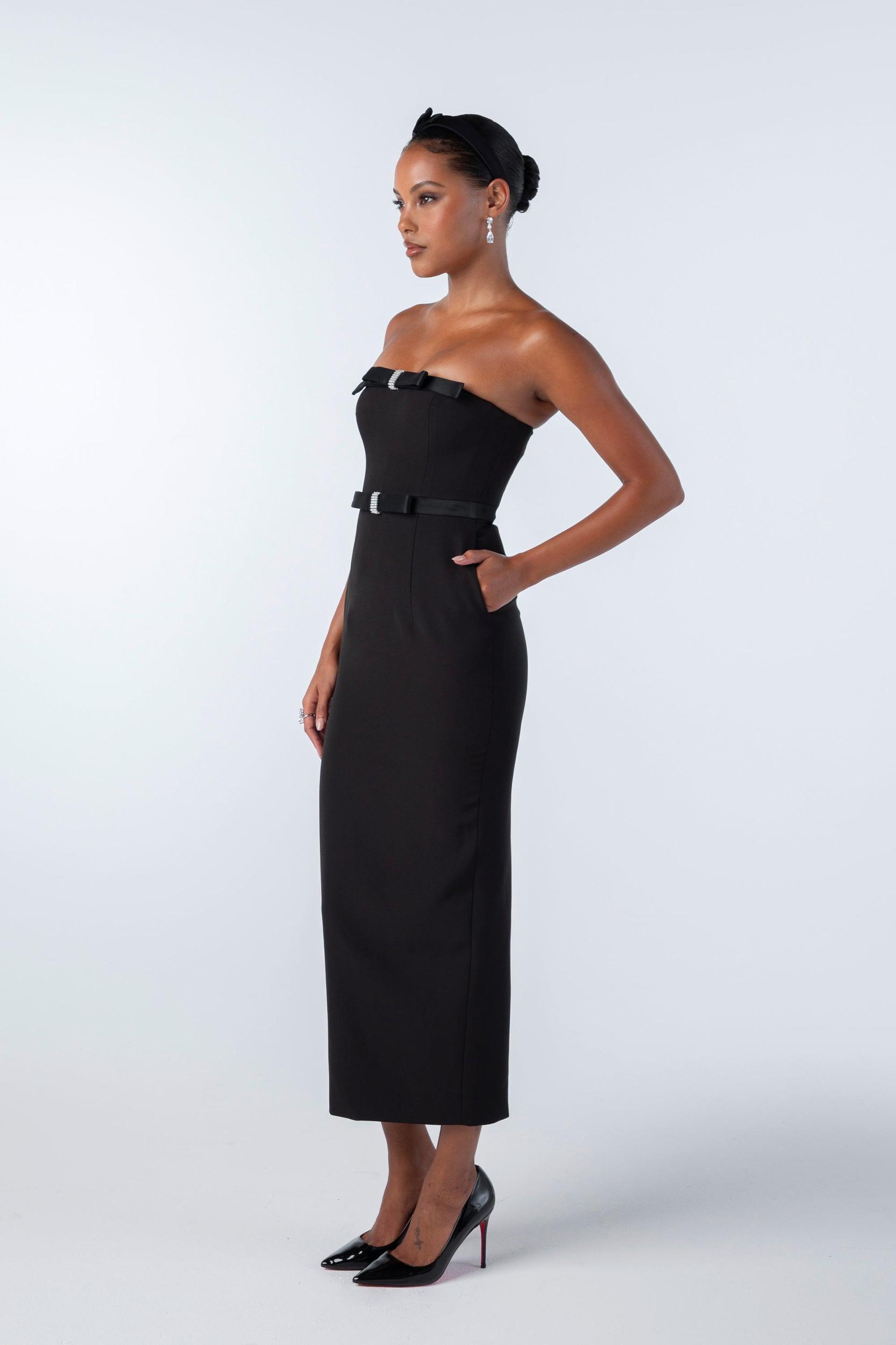 Demi Bow Dress (Black) Product Image