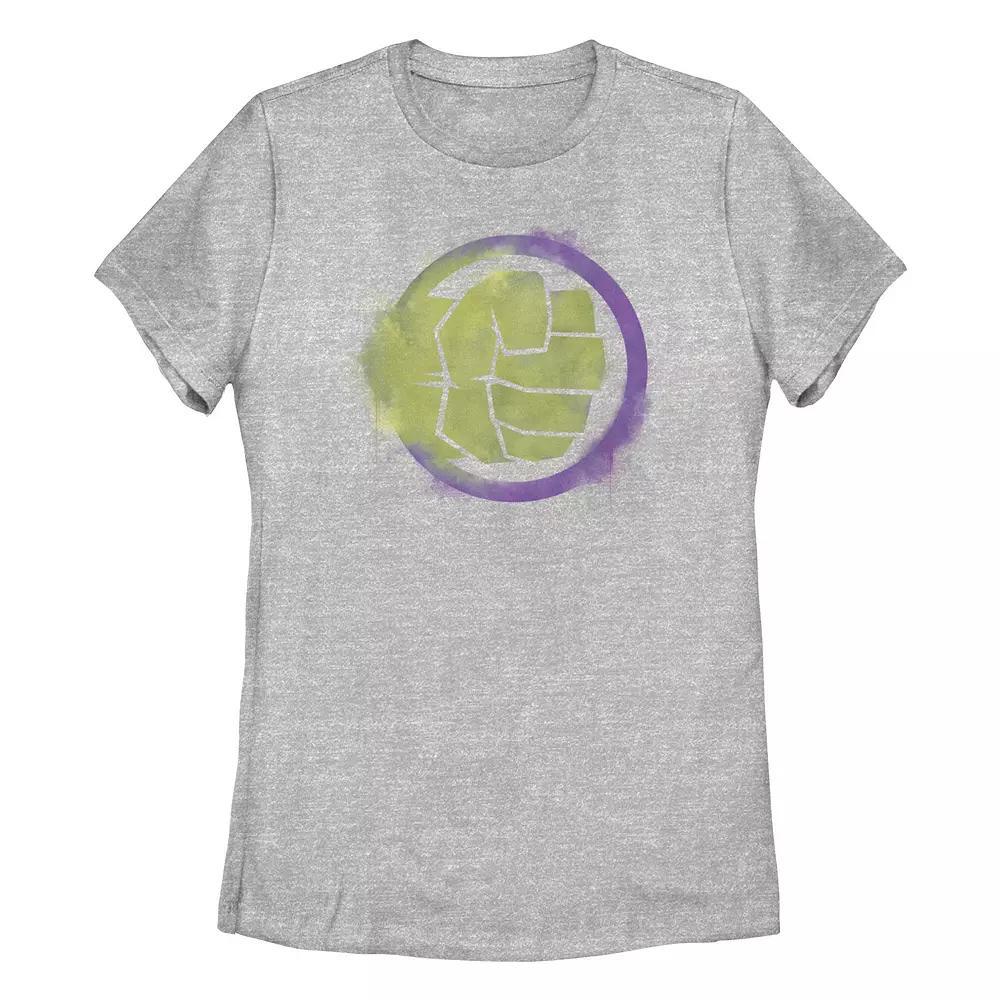 Juniors' Marvel Hulk Spray Paint Logo Tee, Girl's, Size: XL, Athletic Grey Product Image