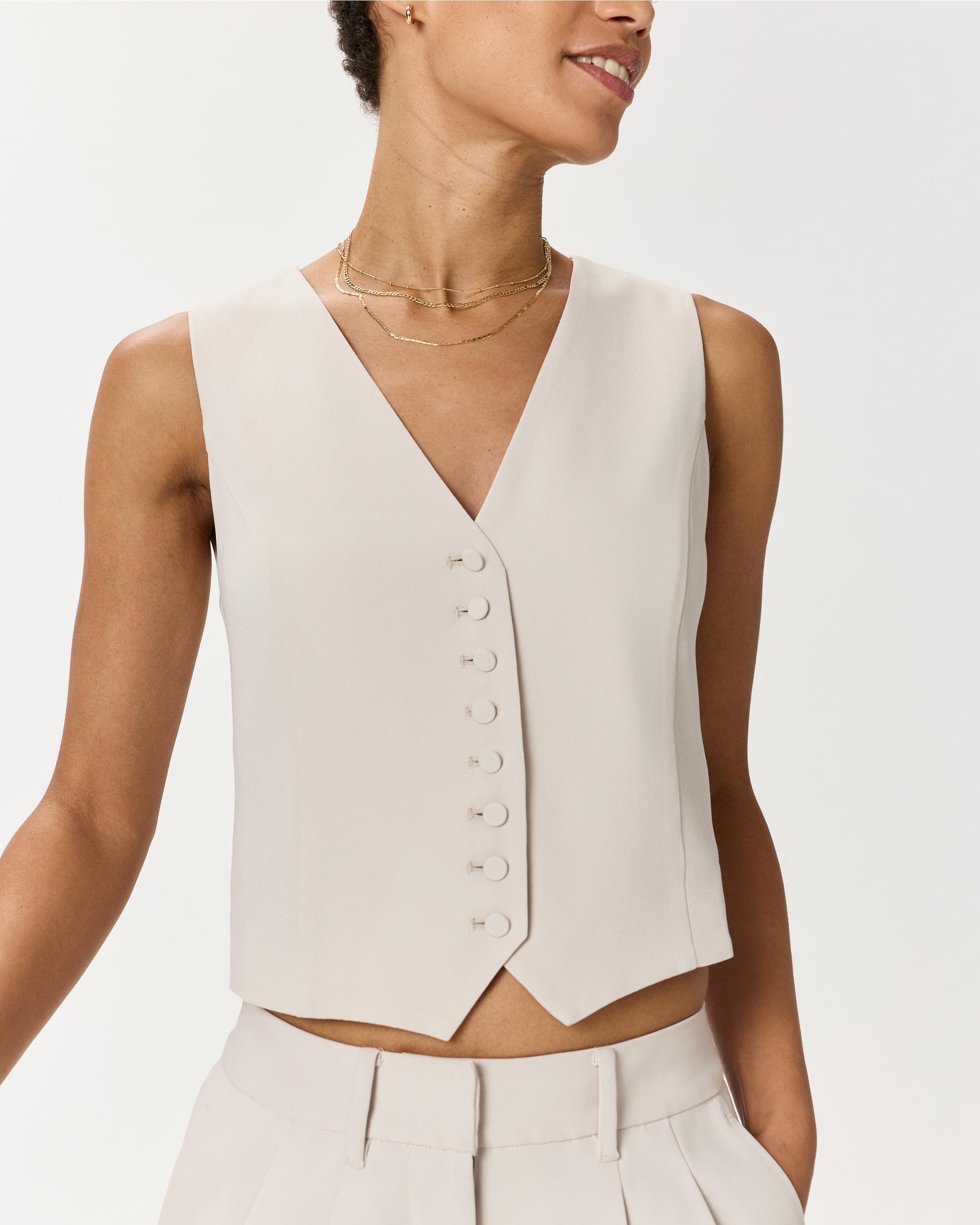 Quince | Women's Fluid Crepe Vest Recycled Polyester Product Image