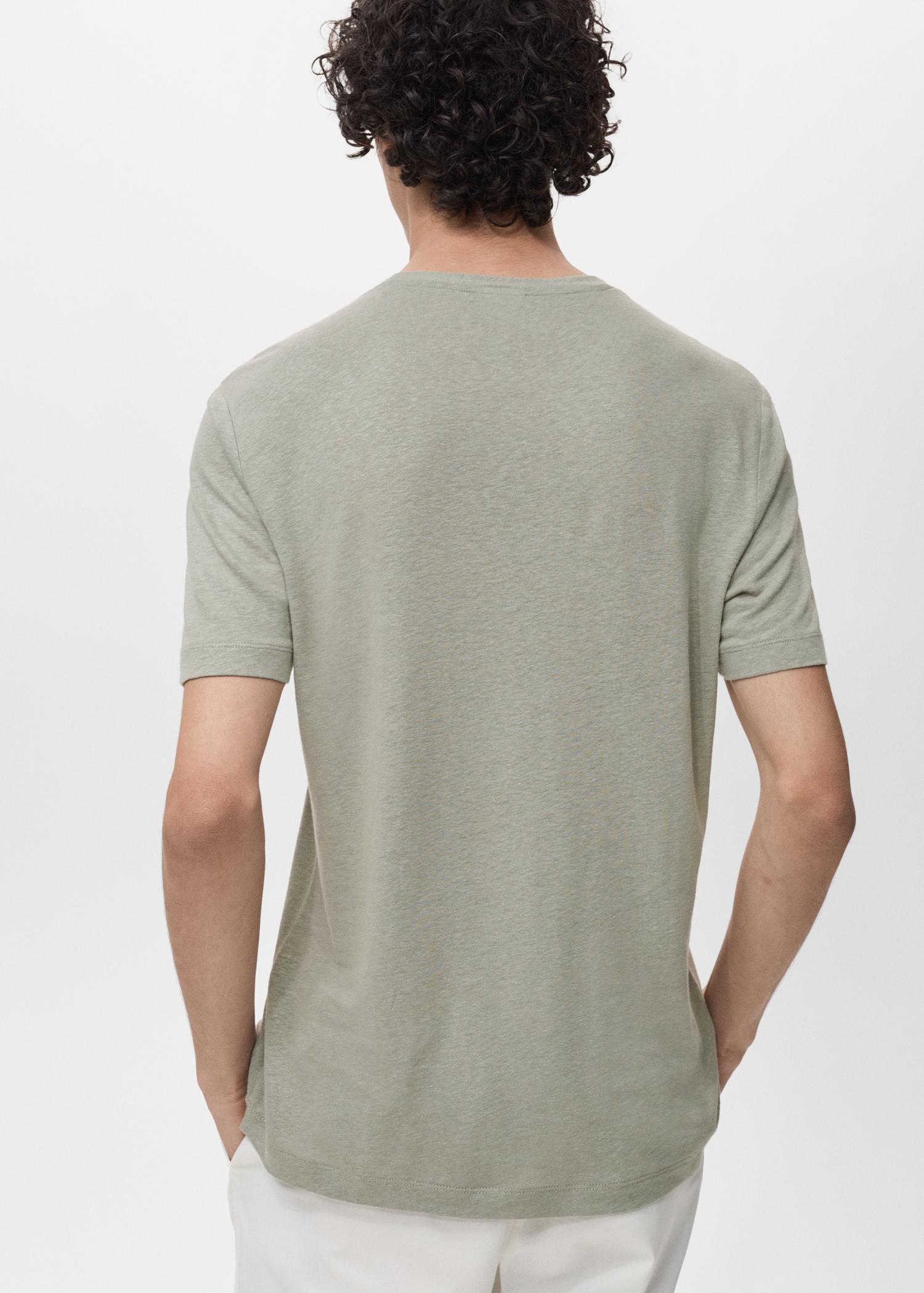 Linen slim-fit t-shirt - Men | MANGO USA Product Image