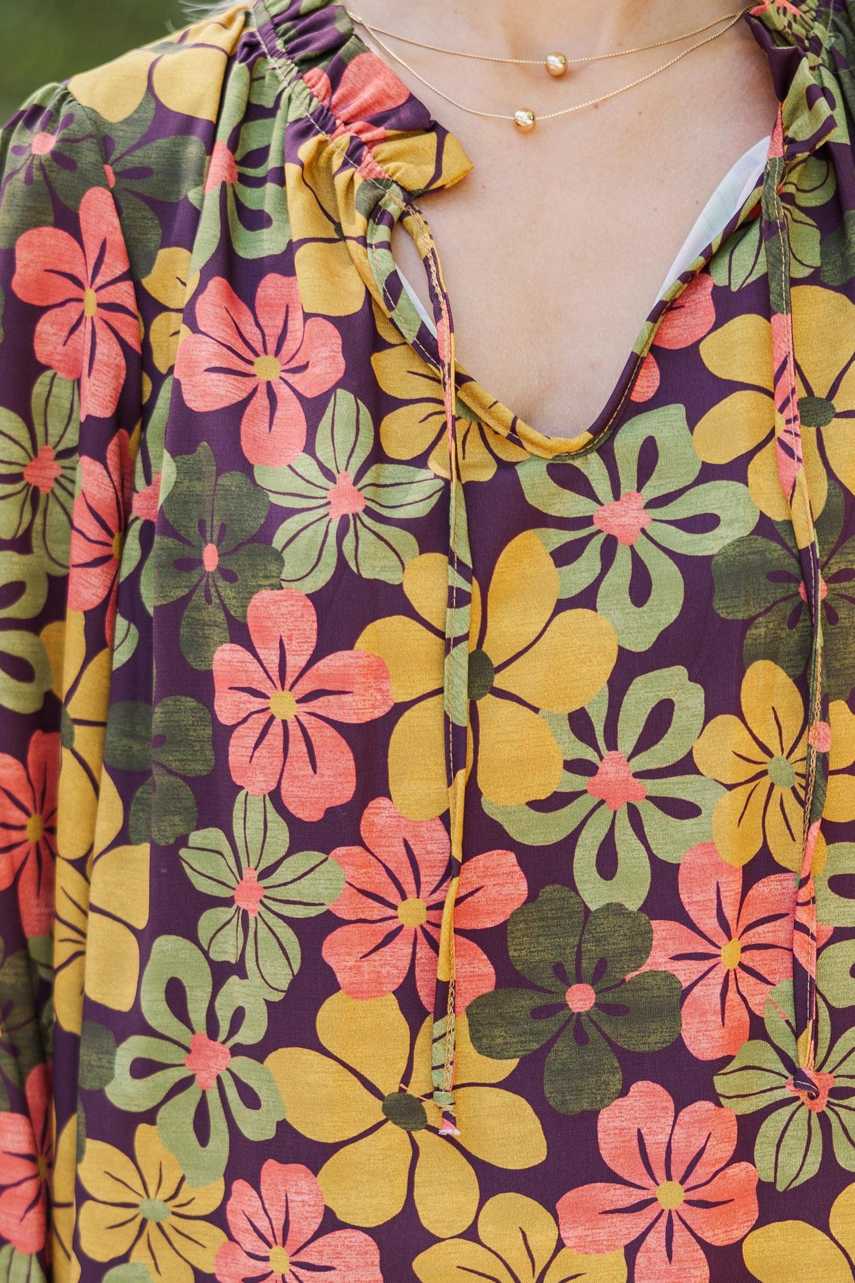 All In The Plan Olive Green Floral Blouse Female Product Image