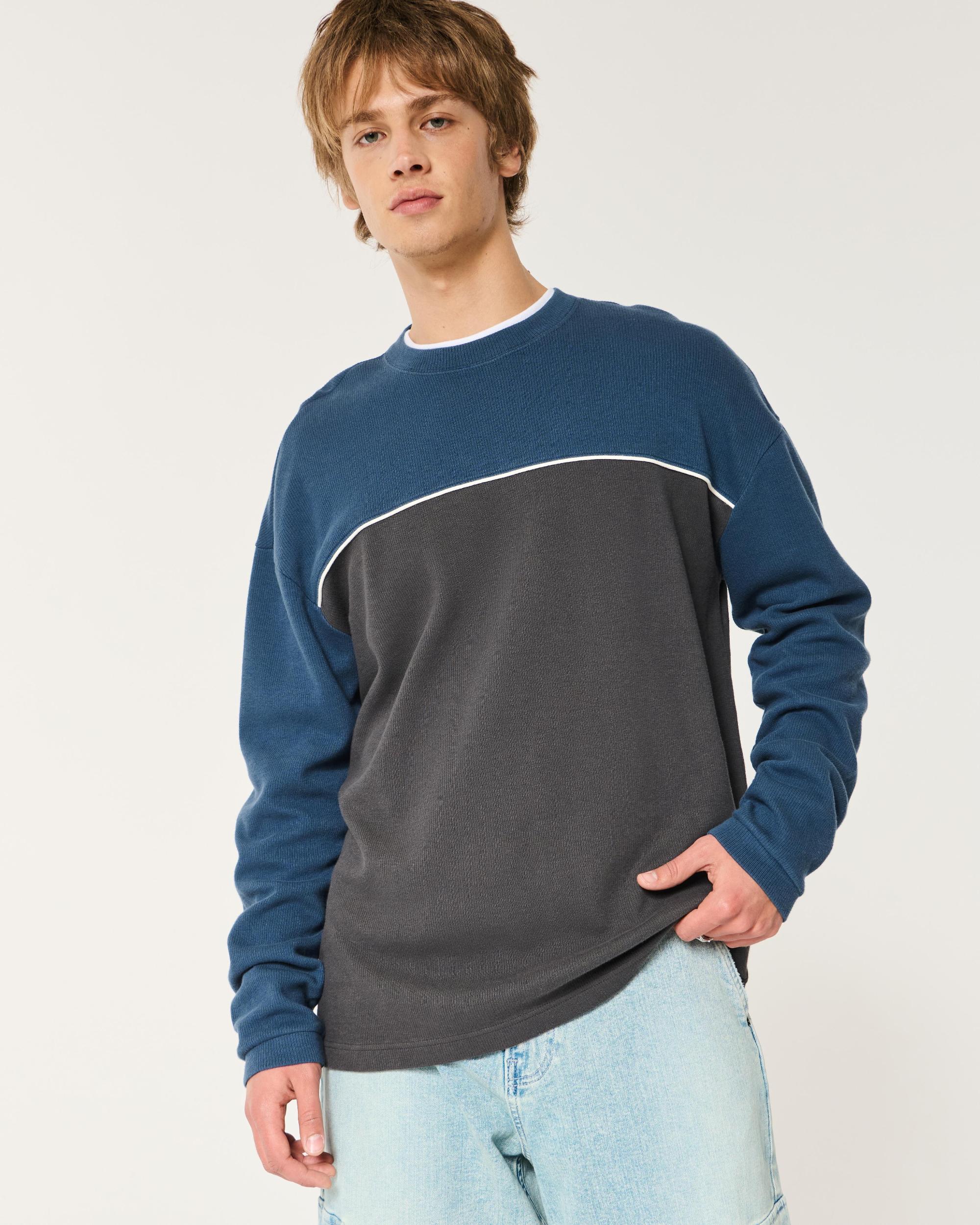 Boxy Long-Sleeve Striped Crew T-Shirt Product Image
