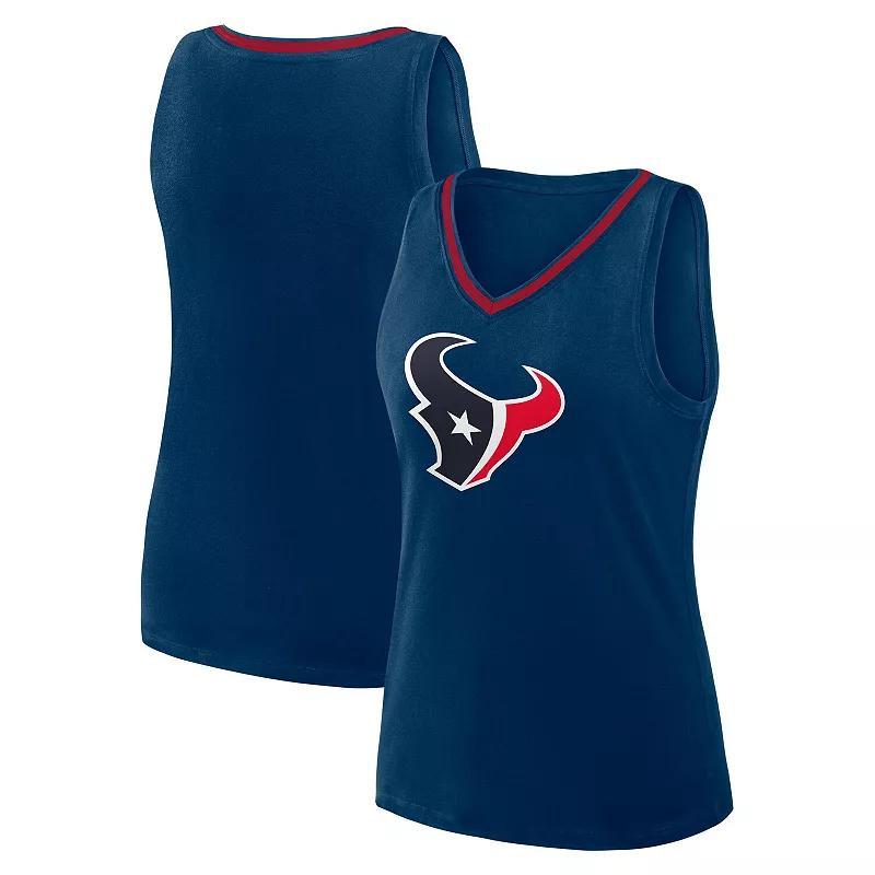 Women's Navy Houston Texans Plus Size Stellar Win V-Neck Tank Top, Size: 2XL, Blue Product Image