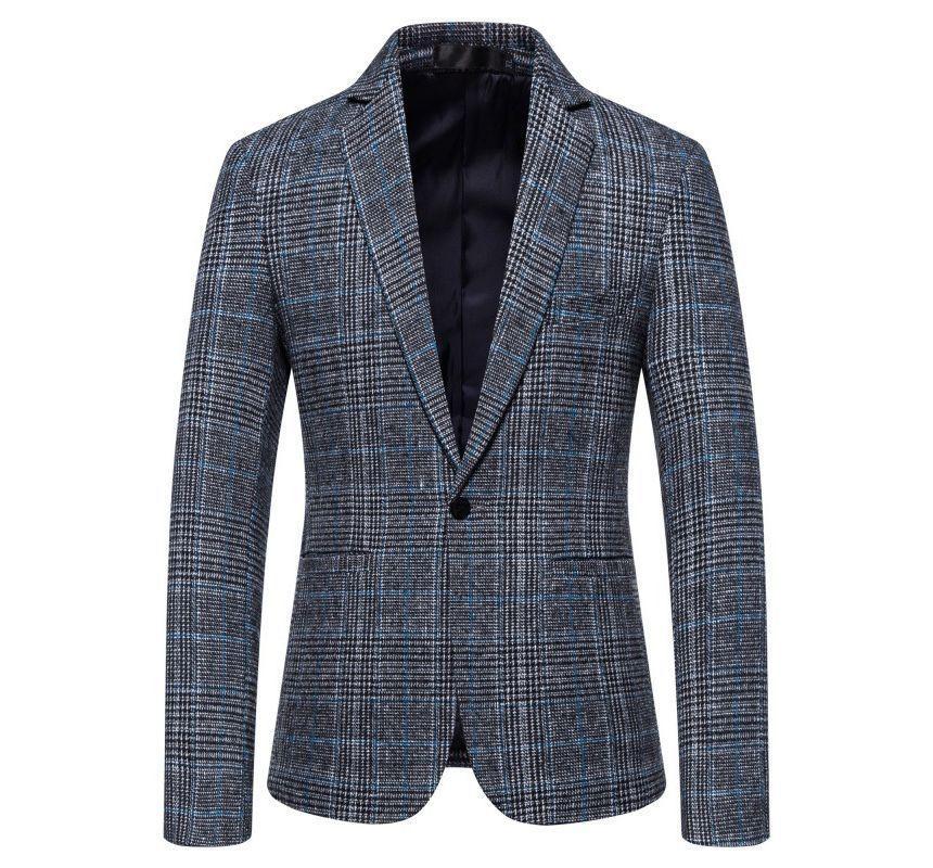 Plaid Single-Button Blazer Product Image