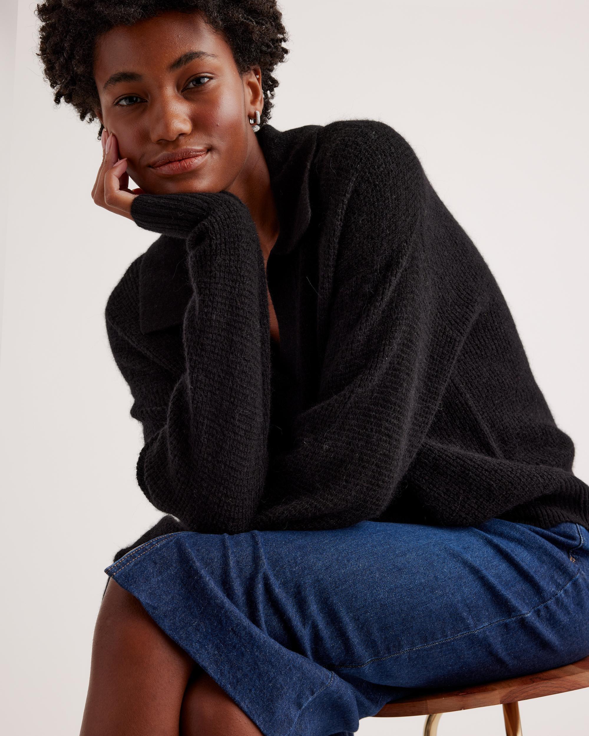 Quince | Women's Baby Alpaca-Wool Waffle Stitch Polo Sweater Product Image