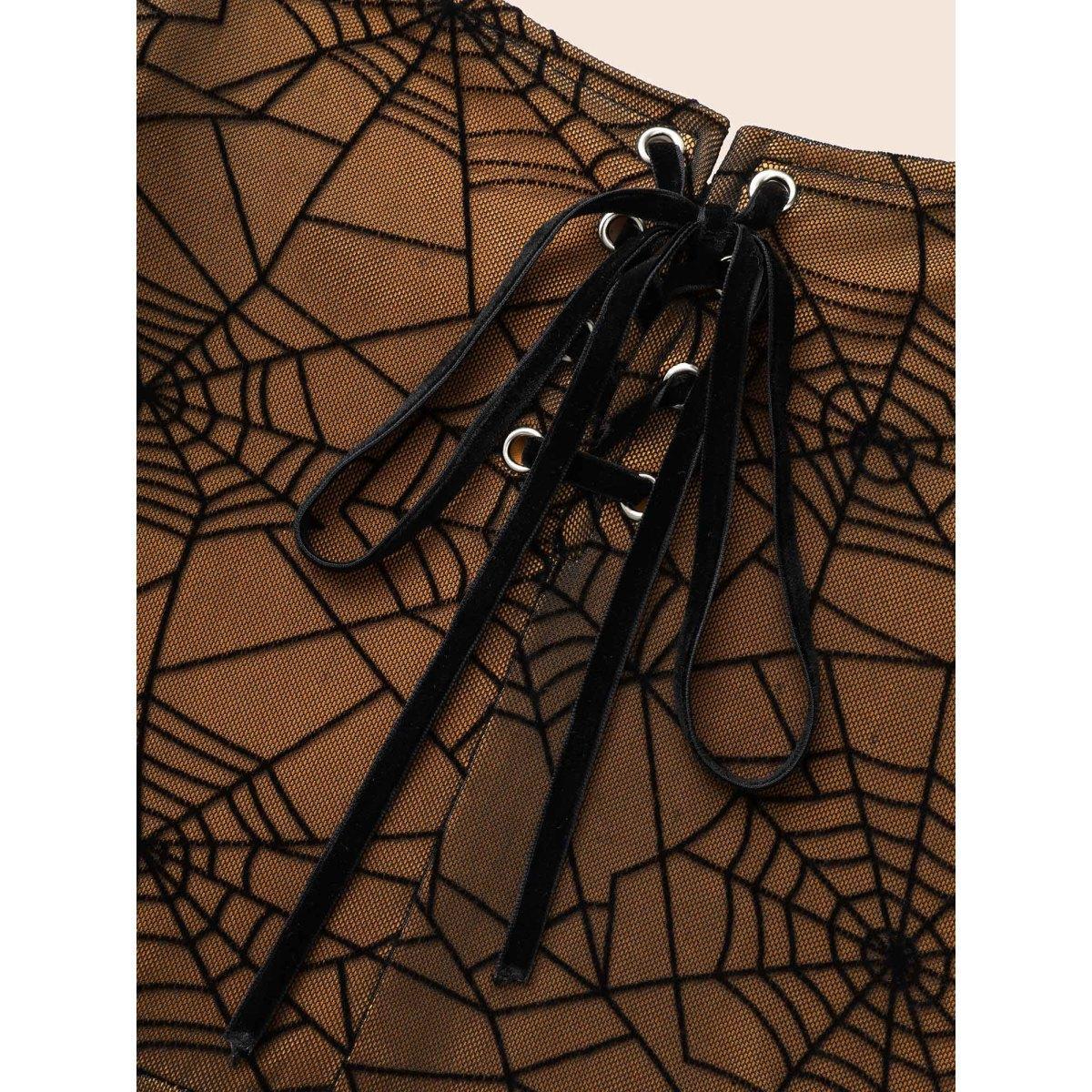 Plus Size Spider Web Pattern Stretchy Midi Dress Black Women Cocktail Wraparound straps Party Curvy Bloomchic 10/M Product Image