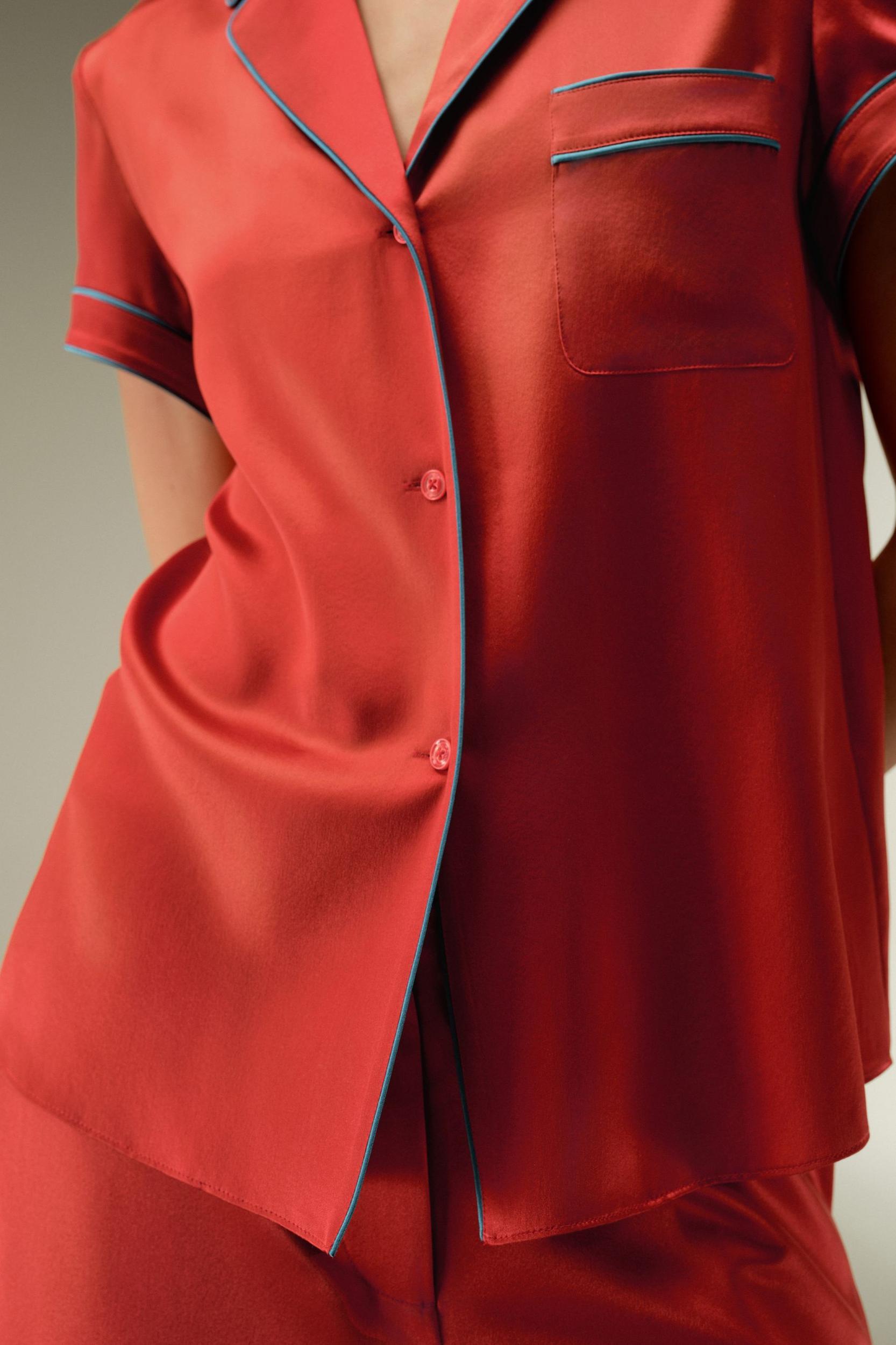 Contrast-Trimmed Silk Shirt Product Image