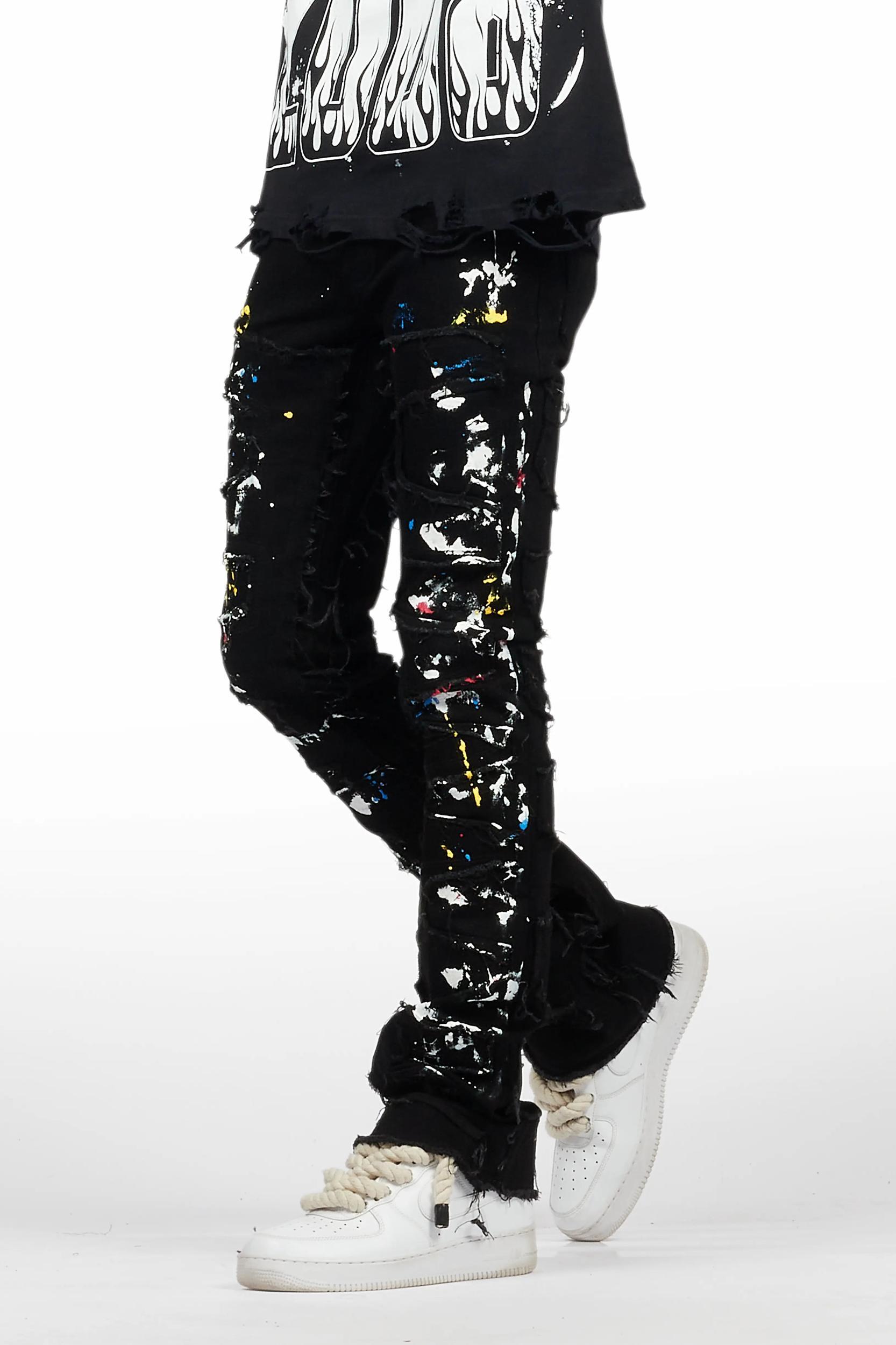 Shaddie Black Painter Stacked Flare Jean Male Product Image