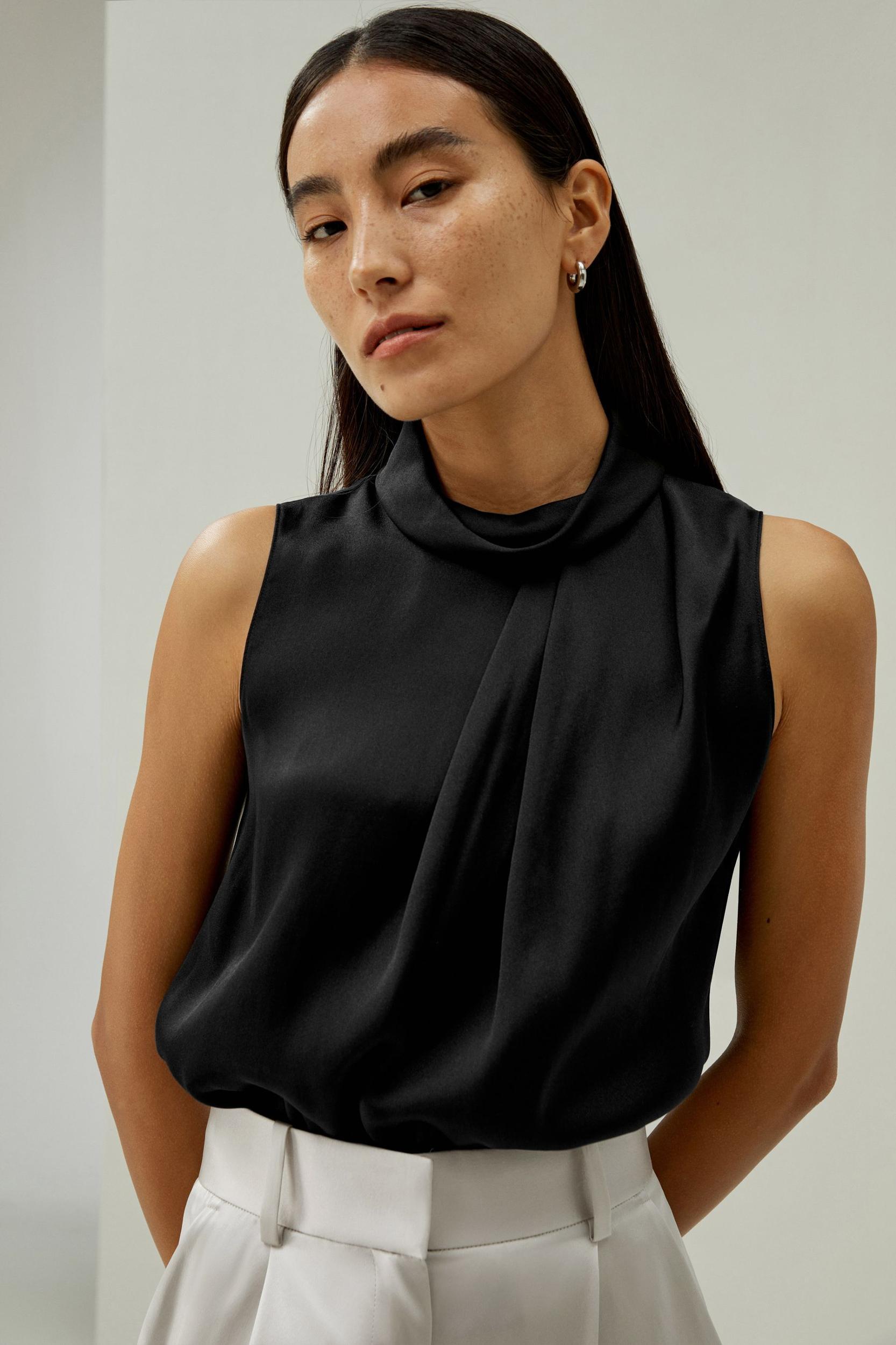 Asymmetrical Sleeveless Cowl Neck Top Product Image