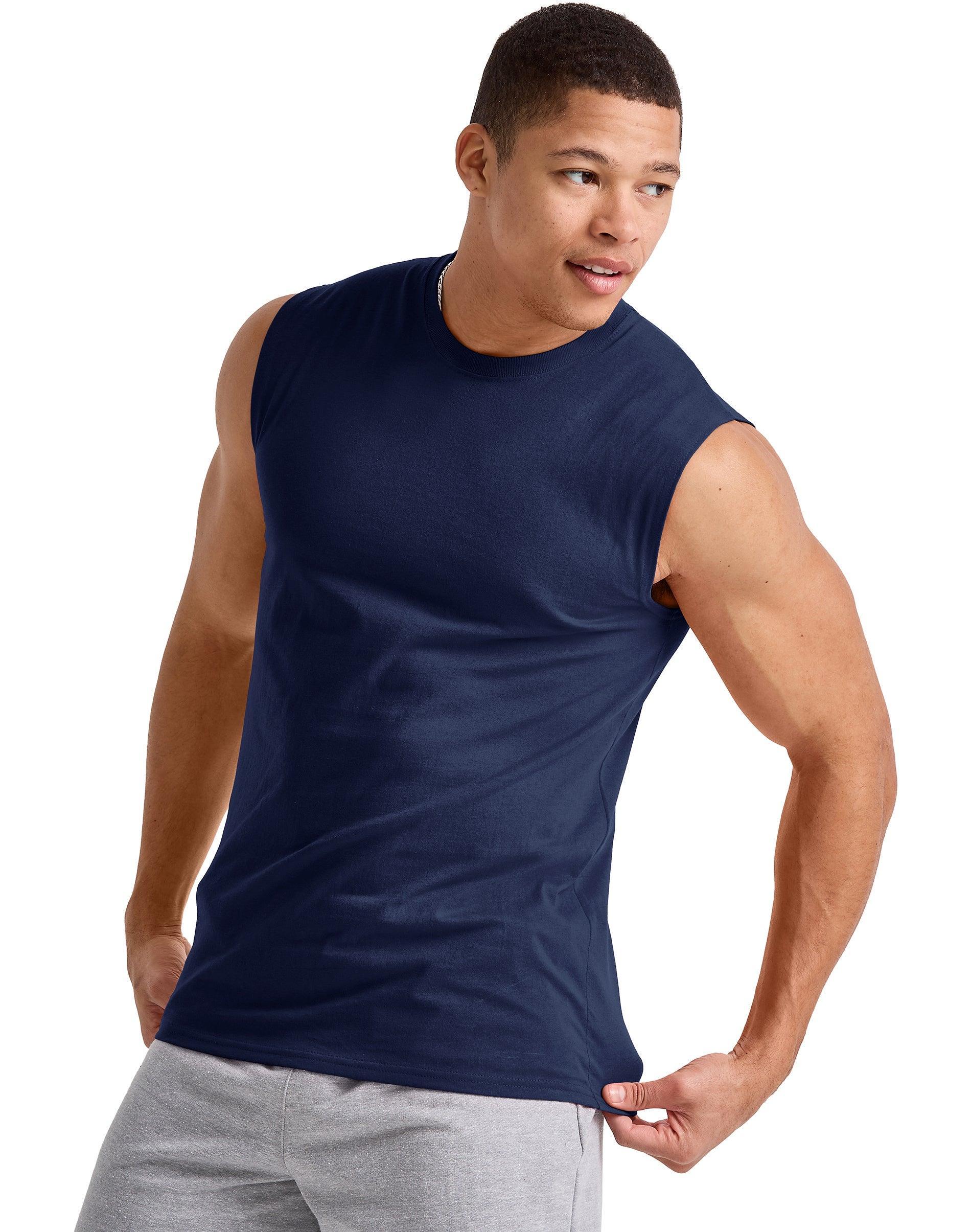 Hanes Mens Cotton Muscle Tank, 3-Pack Athletic Navy 3XL Product Image