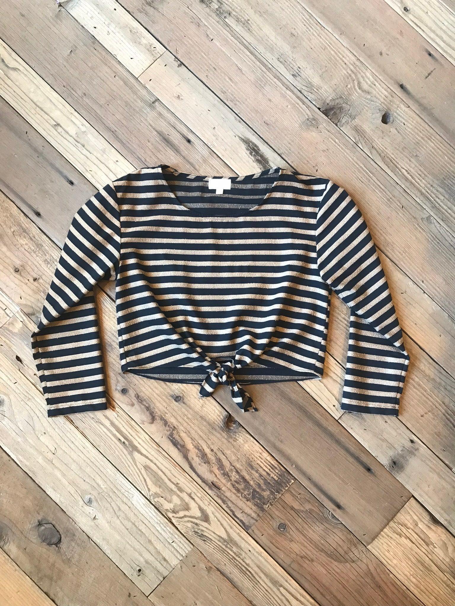 Tie Top in Black Stripe Product Image