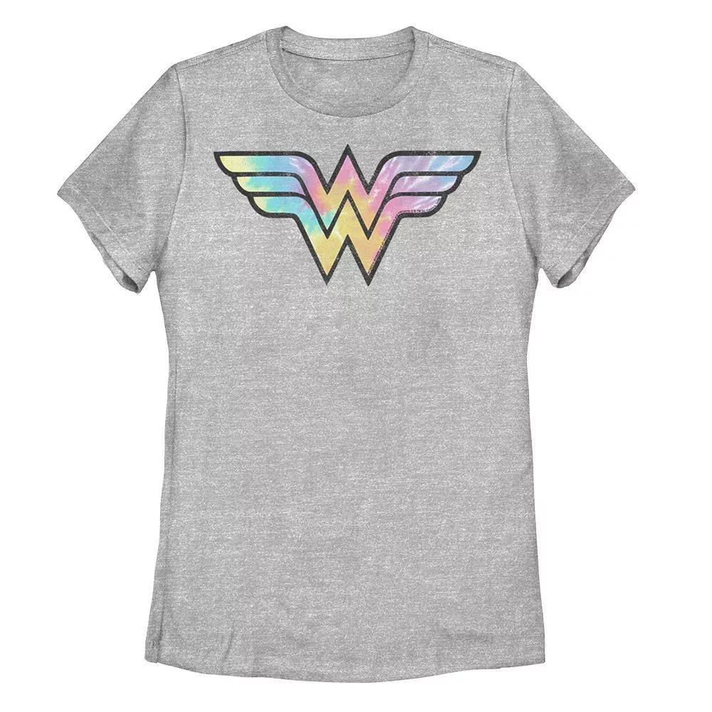 Juniors' DC Comics Wonder Woman Tie-Dye Logo Graphic Tee, Girl's, Size: Medium, Athletic Grey Product Image