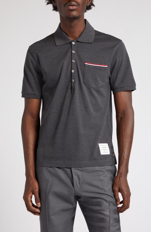 Heather Polo Shirt with Striped Pocket Product Image