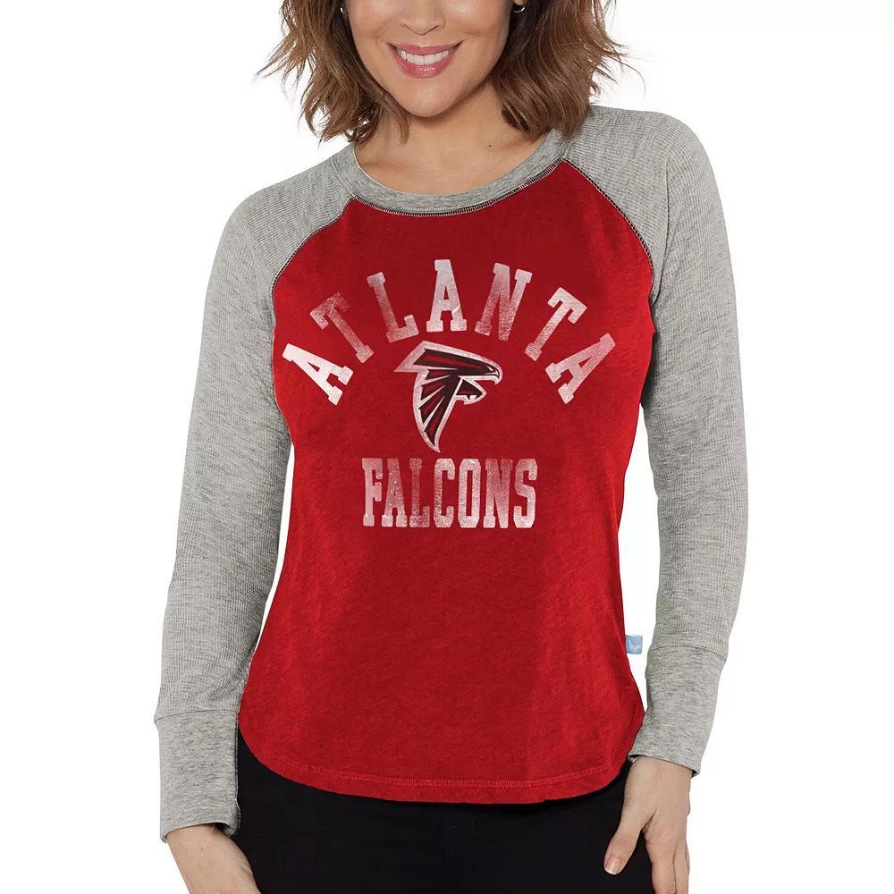 Women's G-III 4Her by Carl Banks Royal/Heather Gray Los Angeles Rams Waffle Knit Raglan Long Sleeve T-Shirt, Size: 2XL, Blue Product Image