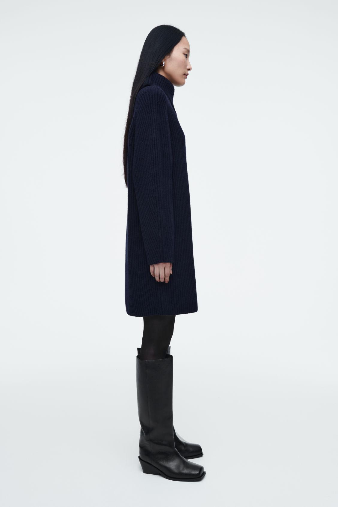 WRAP-COLLAR WOOL DRESS Product Image