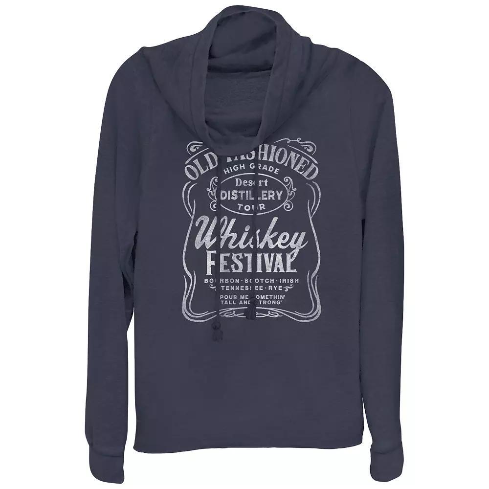 Women's Plus Old Fashioned Whiskey Festival Cowlneck Graphic Lightweight Long Sleeve, Size: 2XL, Blue Product Image