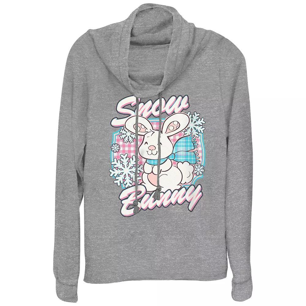 Women's Strawberry Shortcake Snow Bunny Cowlneck Graphic Lightweight Long Sleeve, Size: Small, Gray Grey Product Image