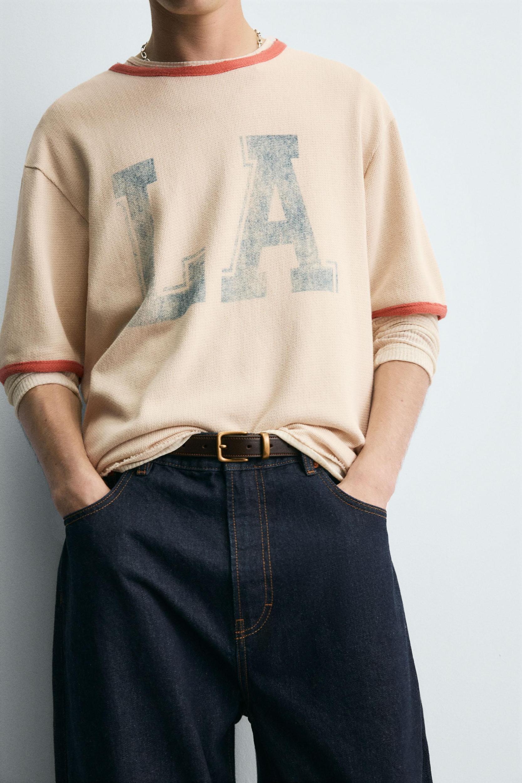 WASHED PRINT KNIT T-SHIRT Product Image