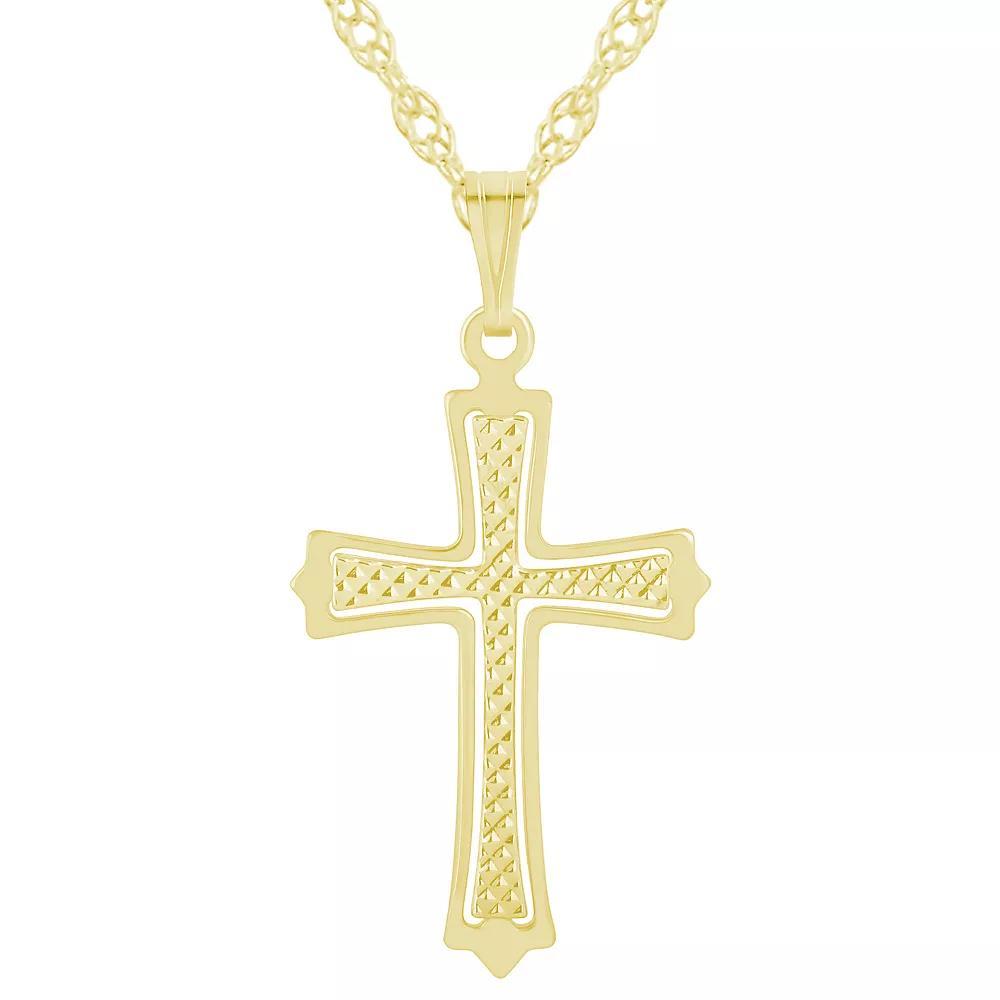 14k Gold Over Silver Patterned Cross Pendant Necklace, Women's, Size: 18", Gold Tone Product Image
